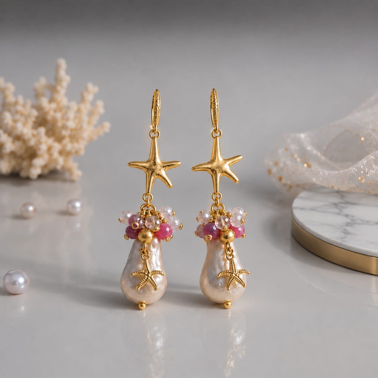 24K Gold-Plated Baroque Pearl Earrings
